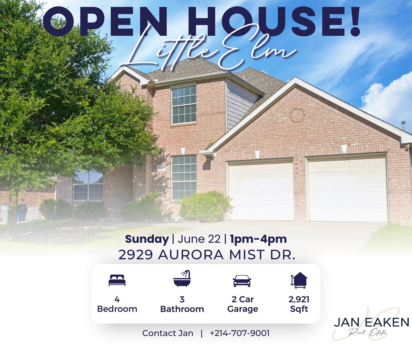 ✨ Open House This Sunday 1&ndash;4 PM! ✨
📍 2929 Aurora Mist Dr, Little Elm

Welcome to this beautiful east-facing home in sought after Sunset Pointe! 🏡 Featuring 4 bedrooms and 3 full baths, including a bedroom and full bath downstairs plus the spa