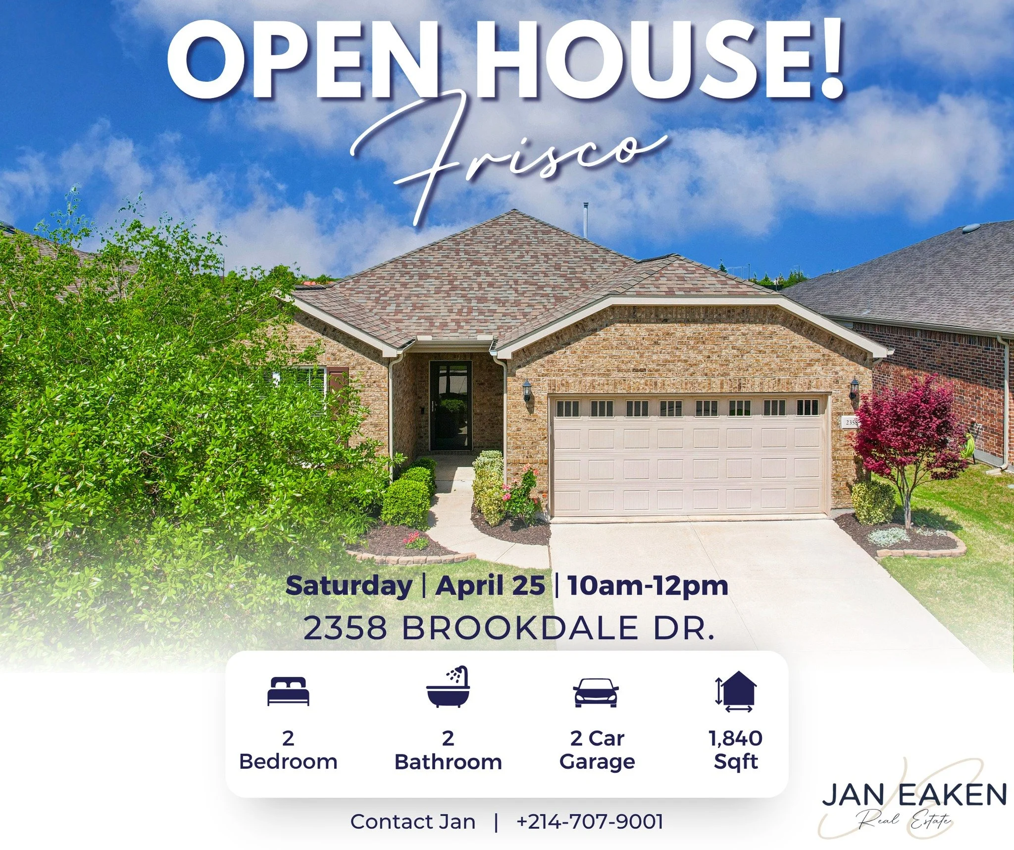 🏡 Open House | Saturday, April 25 | 10 AM&ndash;12 PM
📍 2358 Brookdale Dr, Frisco
www.zillow.com/homedetails/2358-Brookdale-Dr-Frisco-TX-75034/182381569_zpid/

RARE OPPORTUNITY to own a home with a beautiful greenbelt view from your extended covere