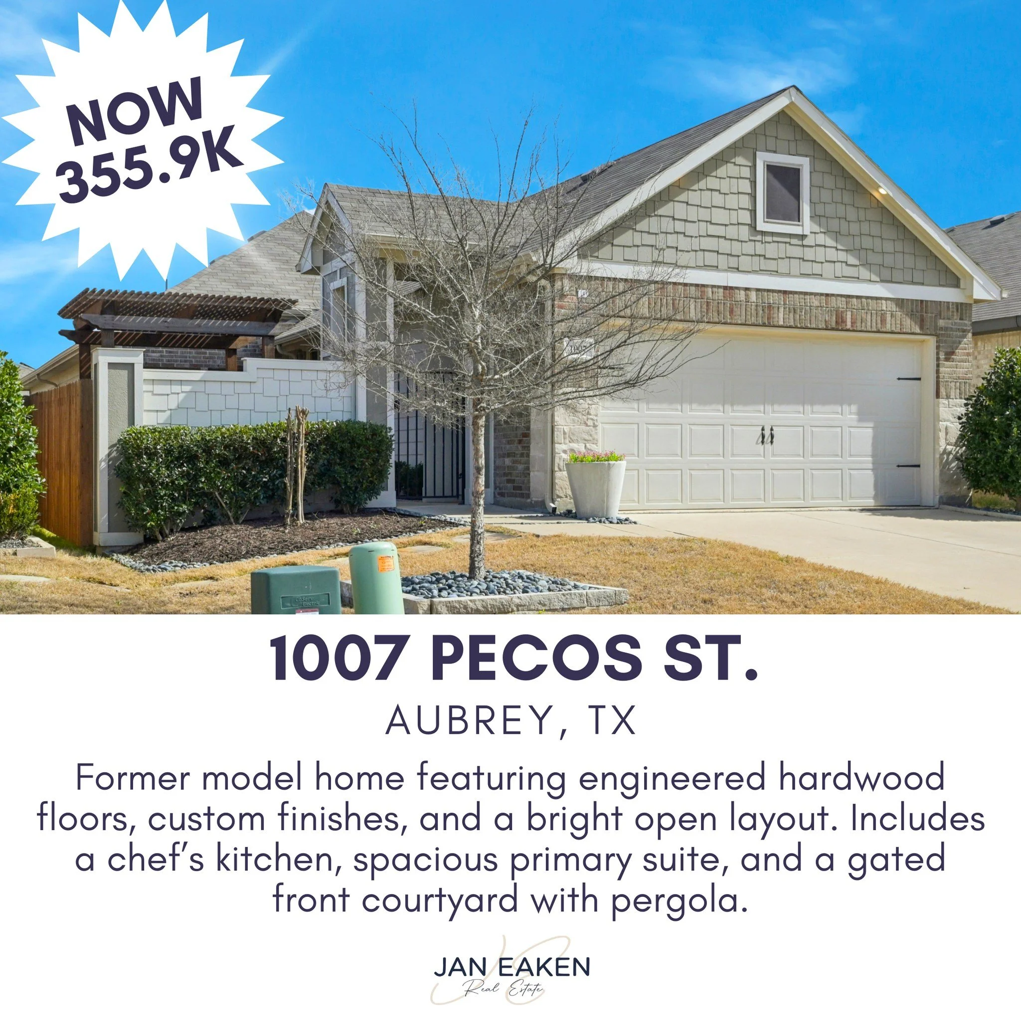 ✨ Price Reduced to $355,900 ✨

Eligible for USDA $0 down financing + low tax rate! This former Pacesetter Homes model is an incredible opportunity 👀

Loaded with upgrades including engineered hardwood floors, custom window treatments, solar screens,