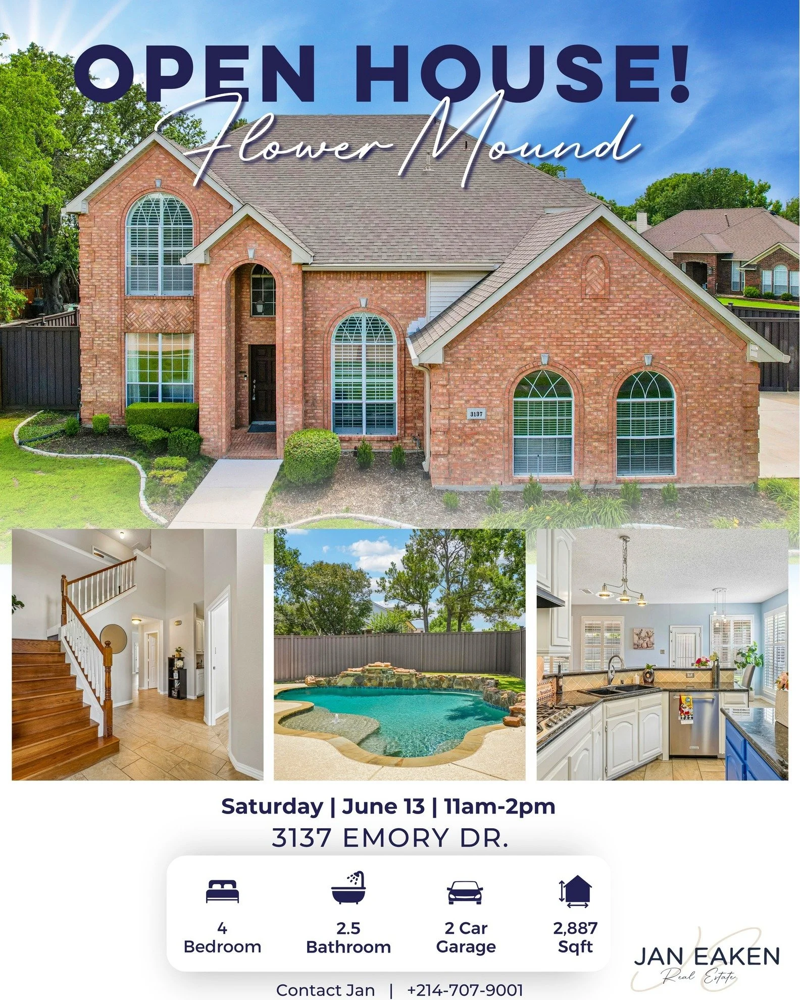 OPEN HOUSE
Saturday, June 13 - 11 AM&ndash;2 PM
📍 3137 Emory Dr, Flower Mound

Step into your own private backyard retreat! 🌴 Situated on a spacious corner lot with NO HOA, this beautifully updated home blends comfort, functionality, and incredible