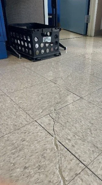 Worn and cracking flooring