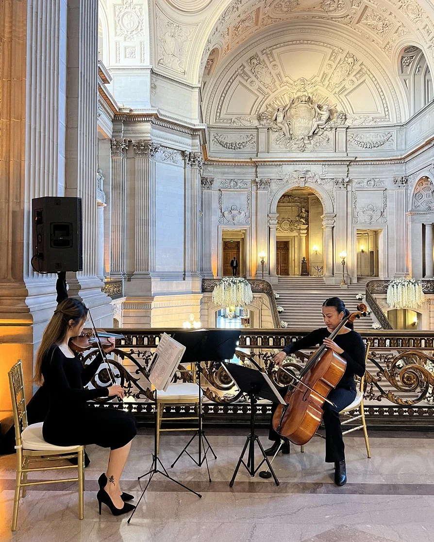 San Francisco string trio performing classical music for a wedding ceremony.