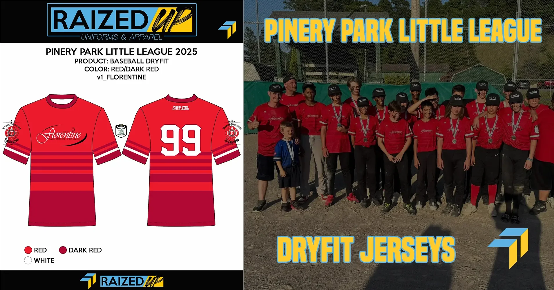 Pinery Park graphic showing their custom jerseys.