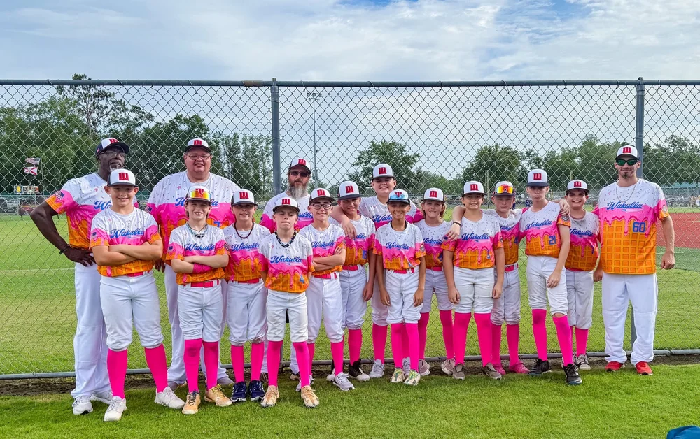 Wakulla baseball in their ice cream drip jerseys.