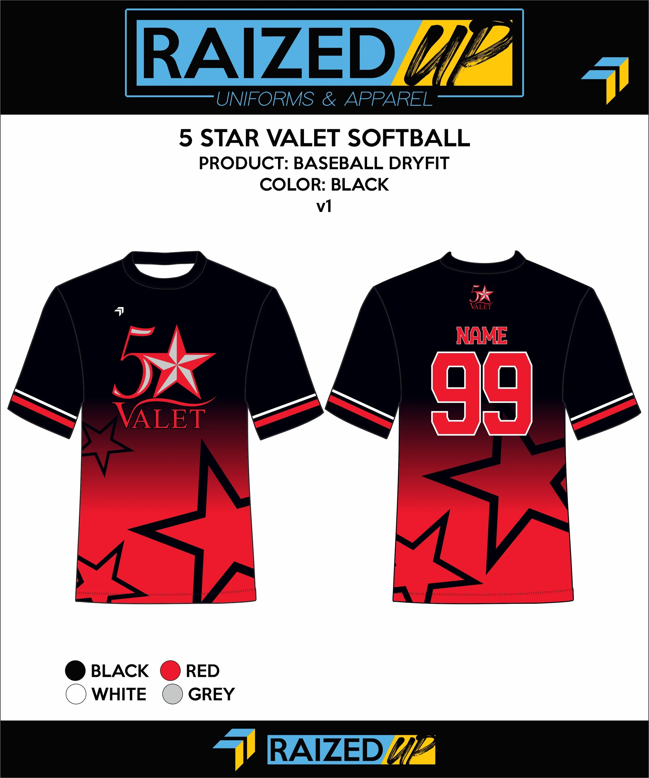 5 Star Valet Softball Jersey
