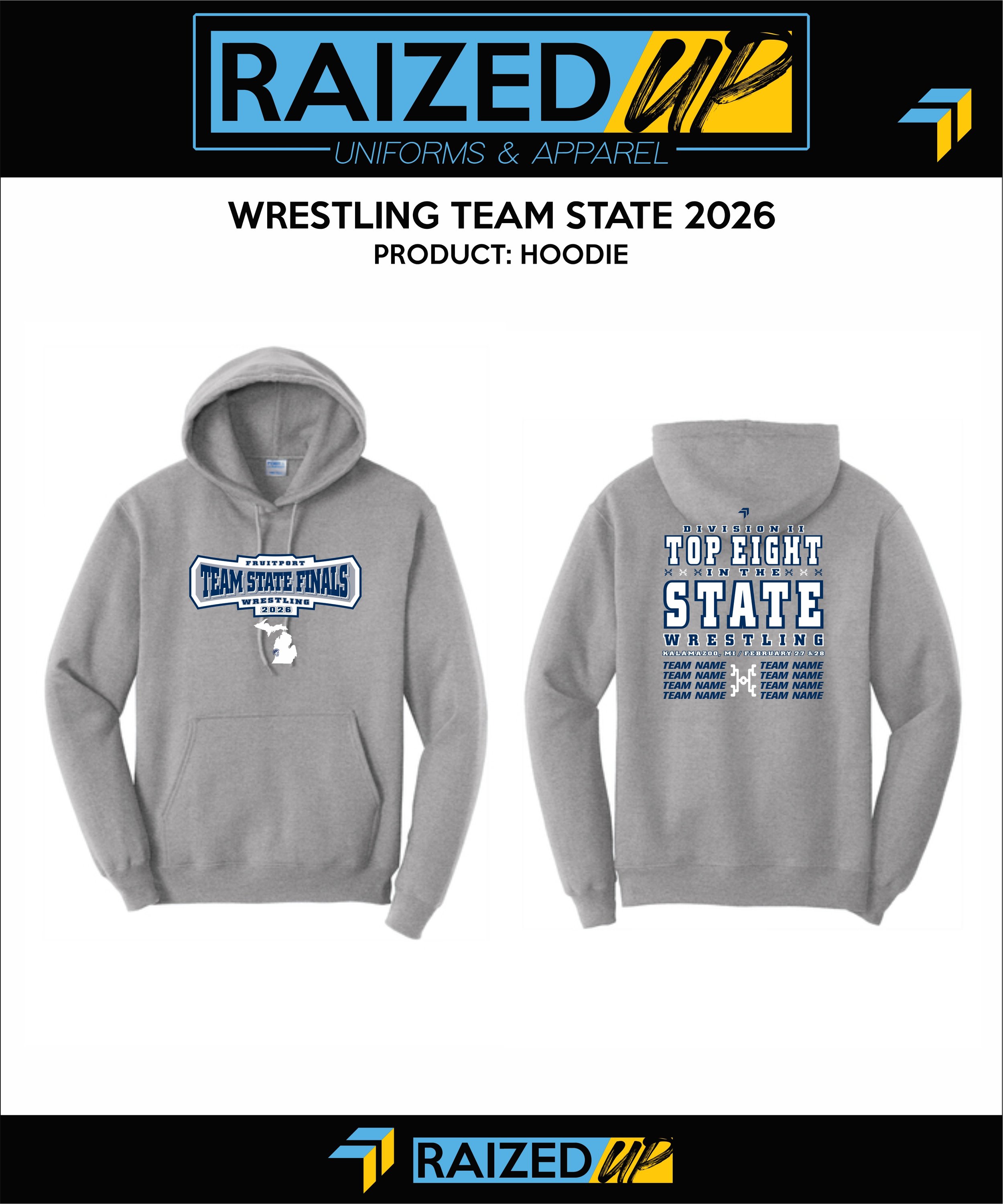Fruitport Team State Softstyle® Midweight Pullover Hooded Sweatshirt