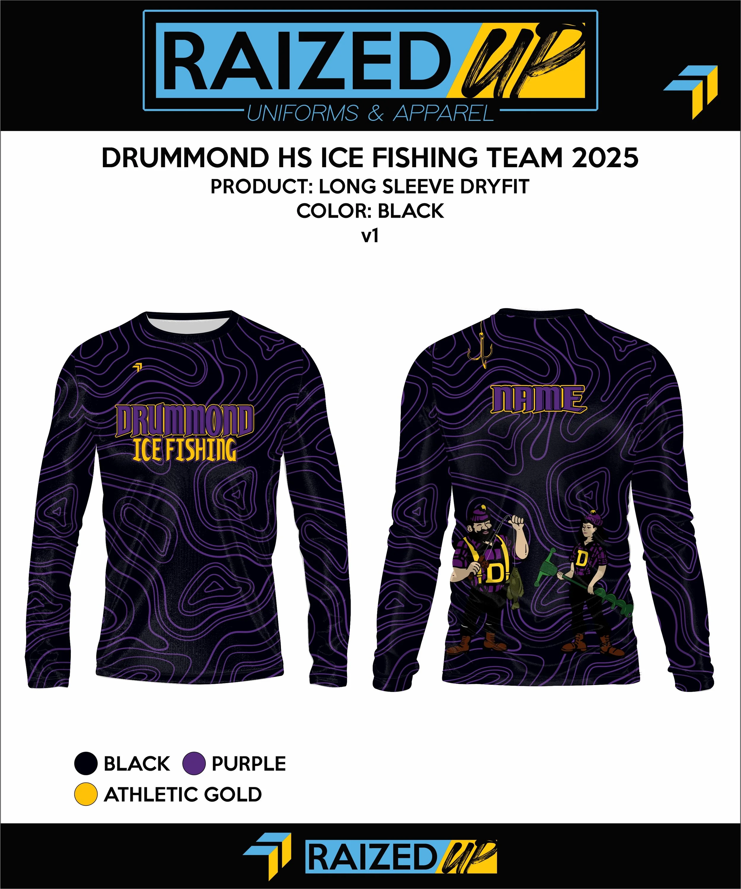 Drummond Ice Fishing Sublimated Black Long Sleeve
