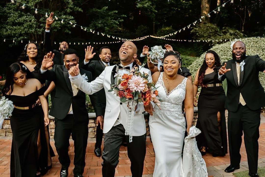 All smiles! 
A truly perfect wedding day is one where everyone is having a great time. At Little Gardens we make sure you and your guests are all having the best day ever! Click the link in our profile to learn more about our included services that m