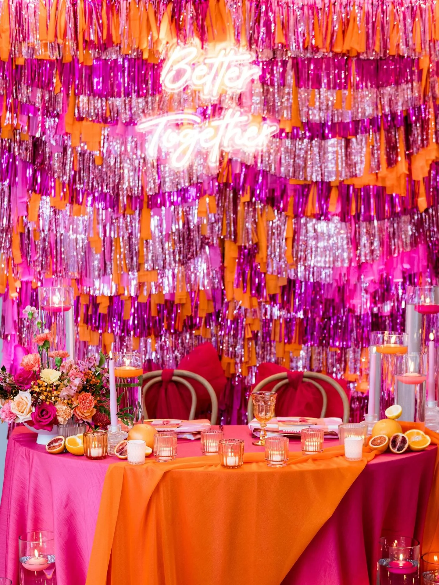 She&rsquo;s the showgirl, darling... and this is her spotlight. ❤️&zwj;🔥 At Little Gardens, we turned this reception into the main event. Bright orange brilliance, flirty fringe, neon glow, and candlelight drama &mdash; this wedding wasn&rsquo;t jus