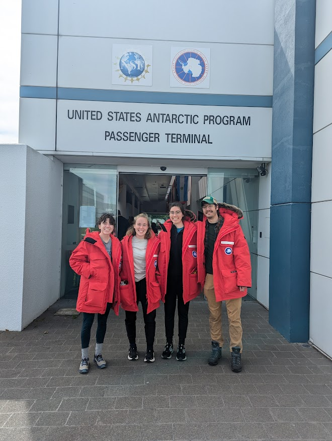 Early Career Researchers in their Big Reds, getting ready for the flight.