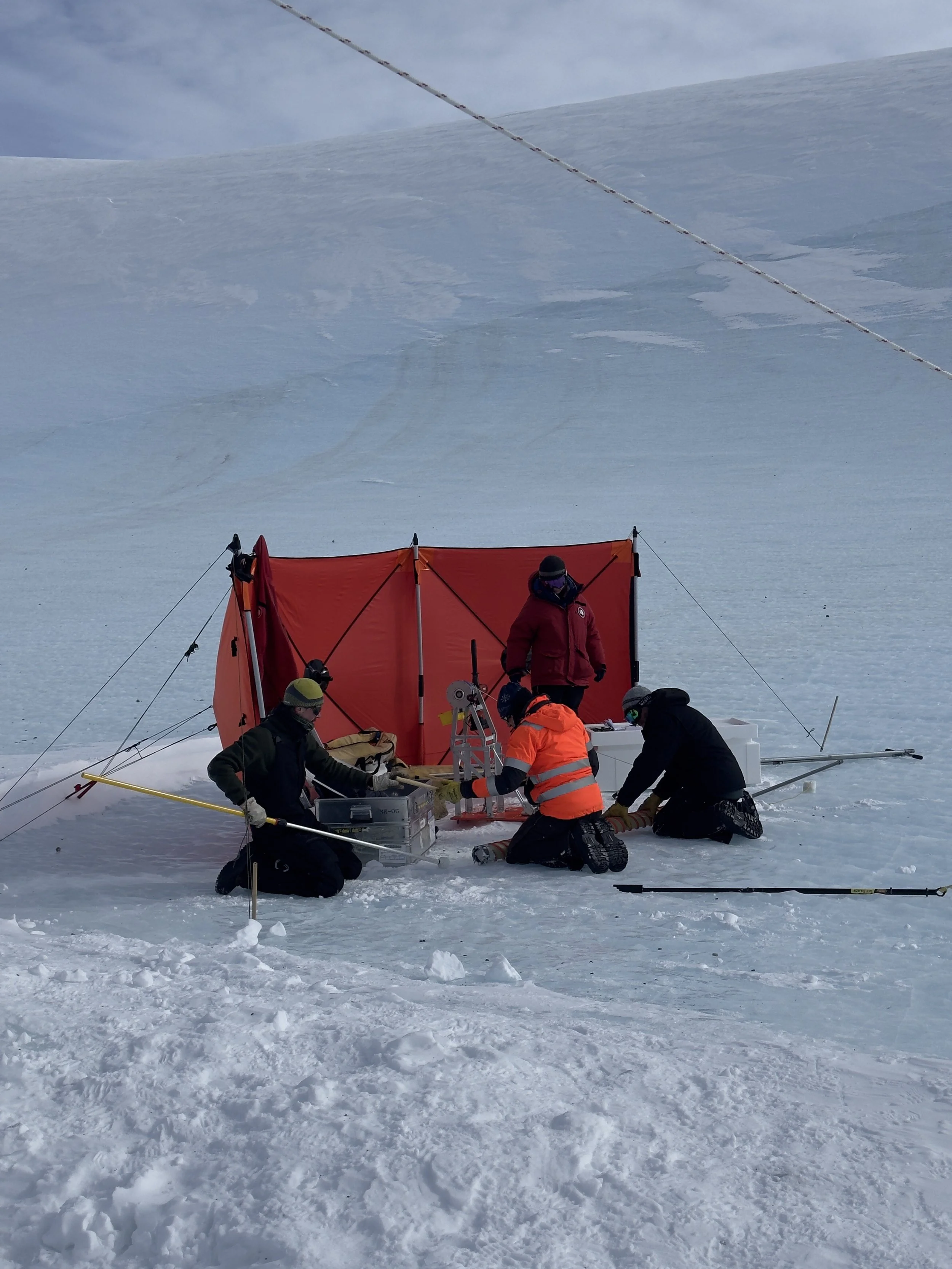   Our hand augering set up, behind a windscreen.  
