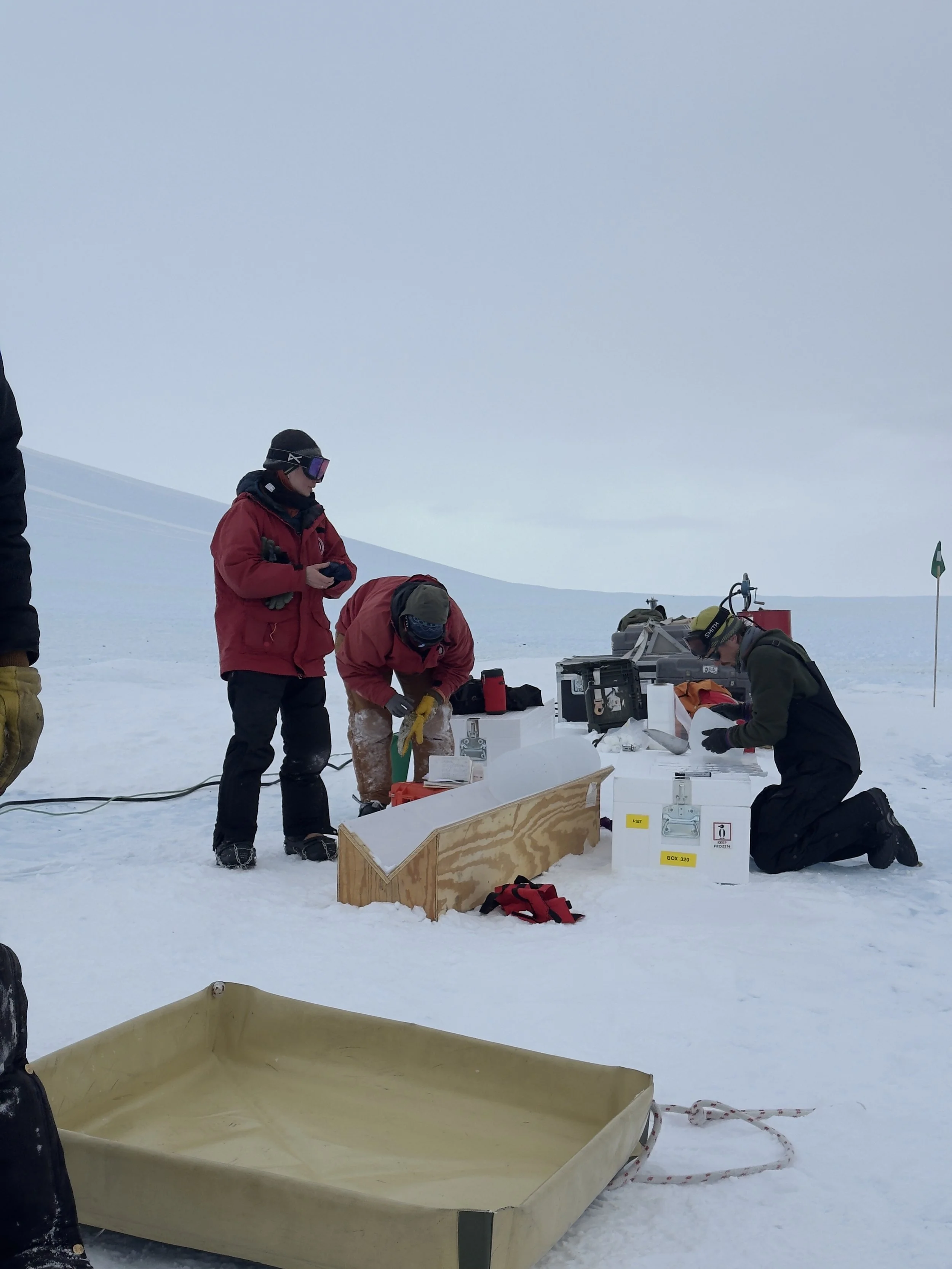   Another angle on Blue Ice Drill processing on a windless day.  