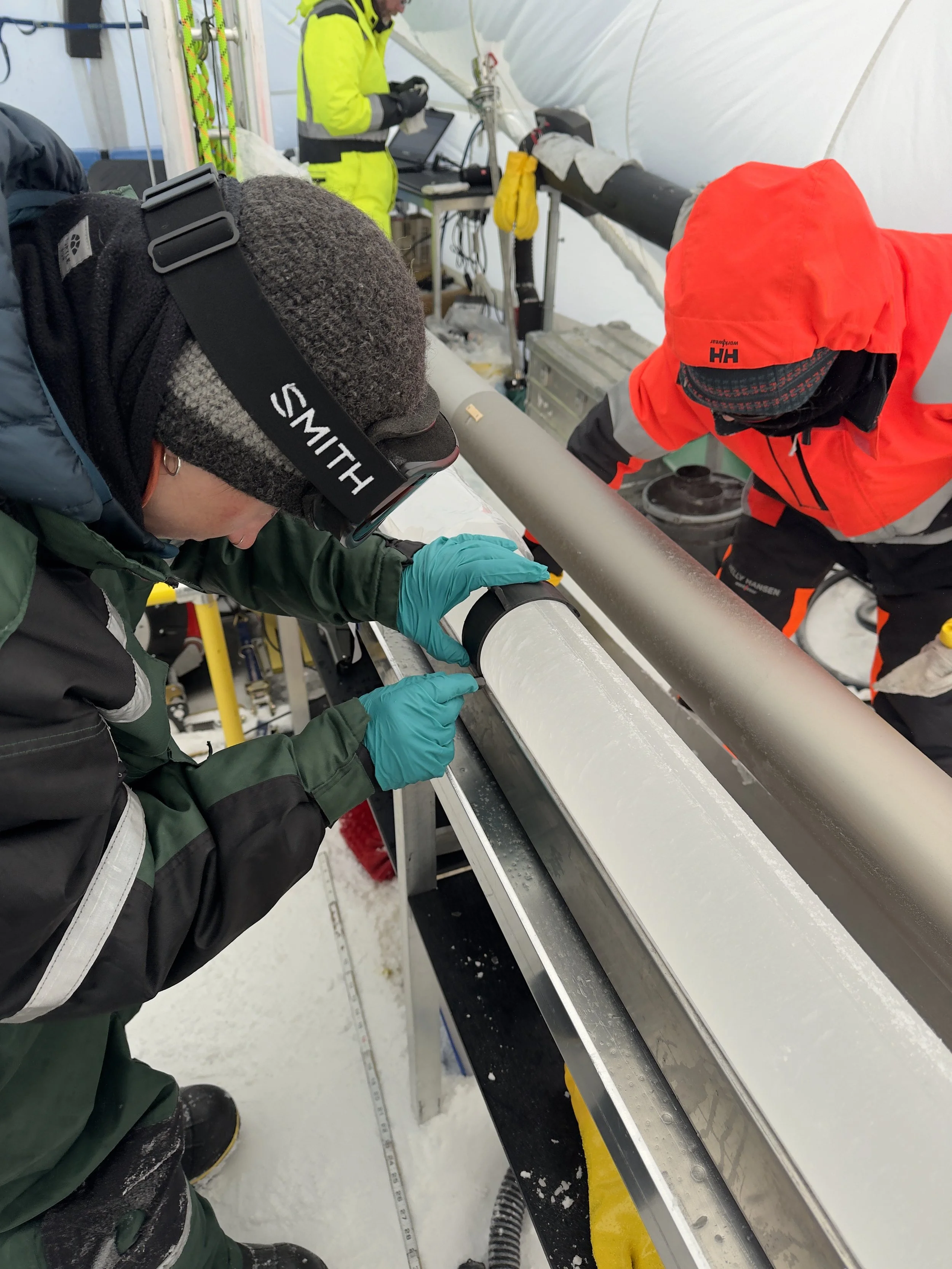   Measuring the index line on a new core.  