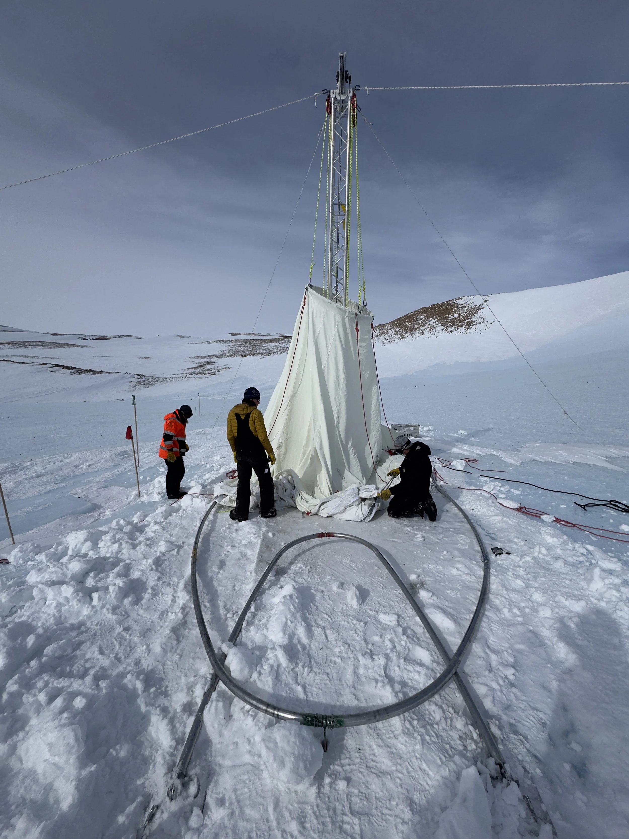   Taking down our Blue Ice Drill tent.  