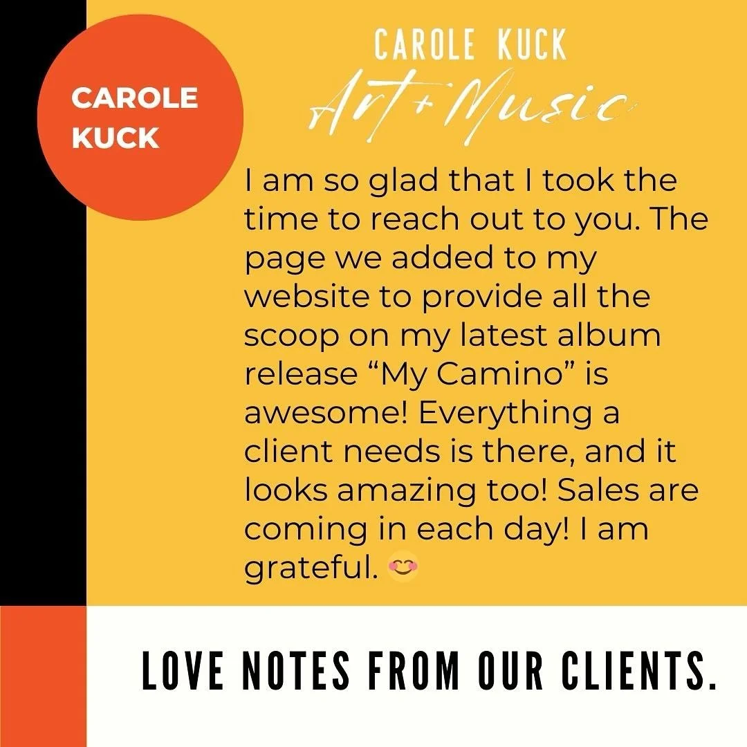 If we built your website, we can update it with your new projects! Just look at what we did for Carole and her #MyCamino music album! Check out our website to learn more about how we can help you!

#lovenote #smartworksforartists #creativeresource #m
