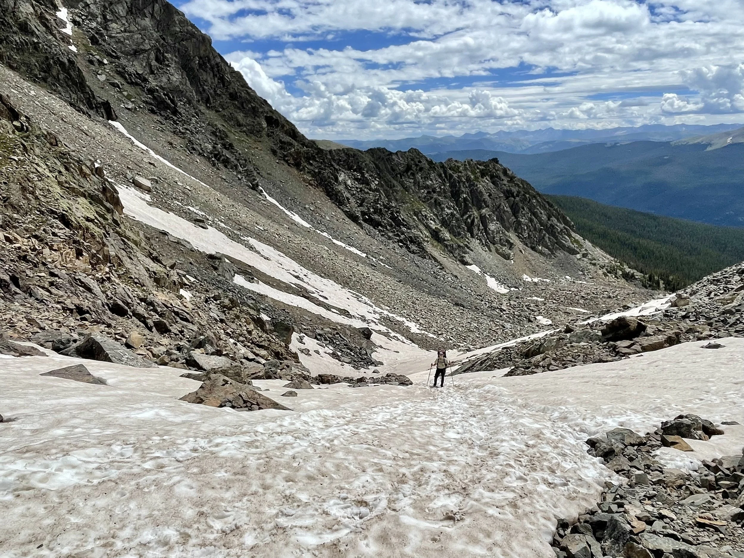 Mike looking back at me as I approach the top of the pass