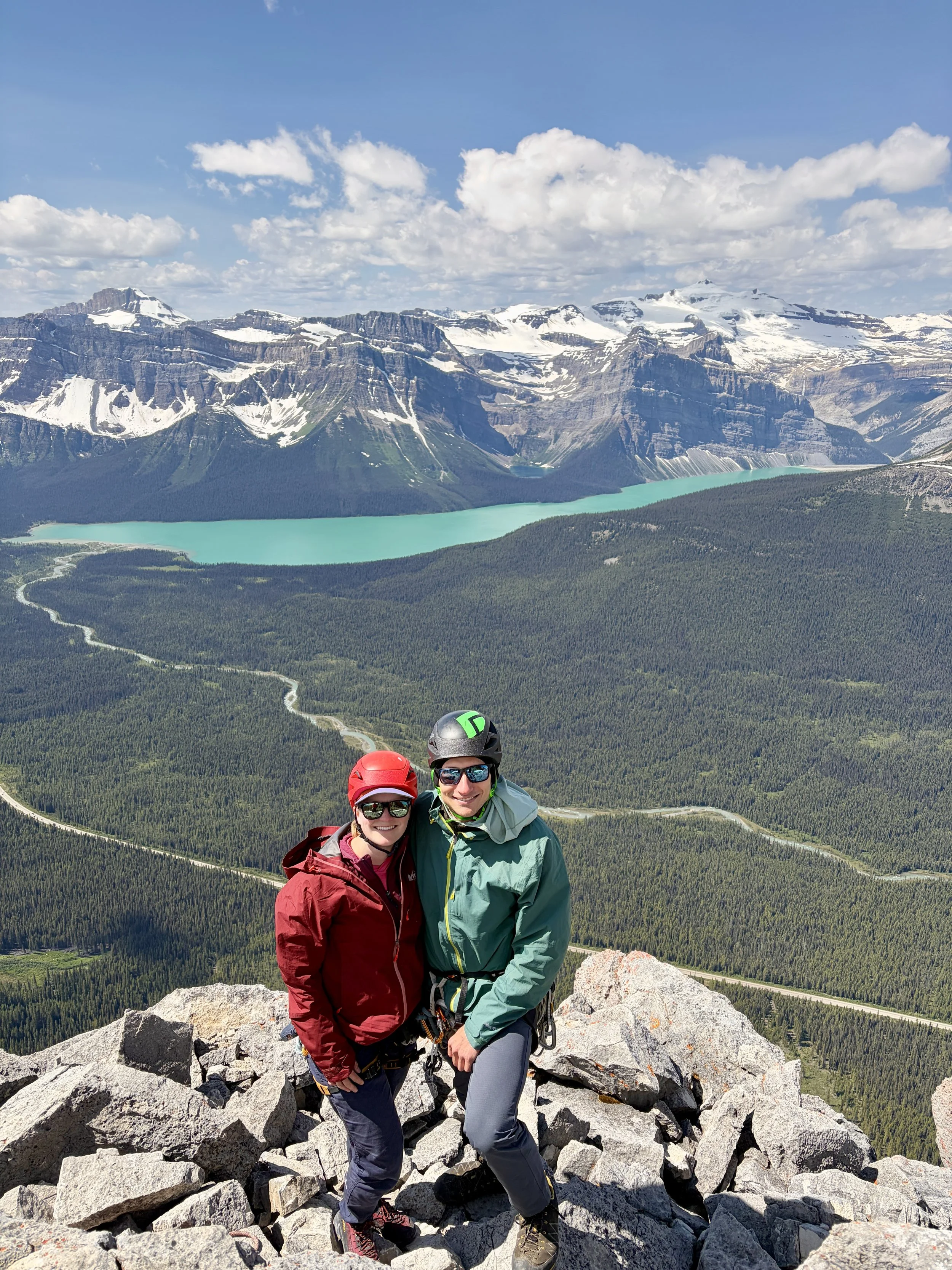 Multi-pitch Climbing Achilles Spire, Mount Andromache, Icefields Parkway, Alberta, Canada