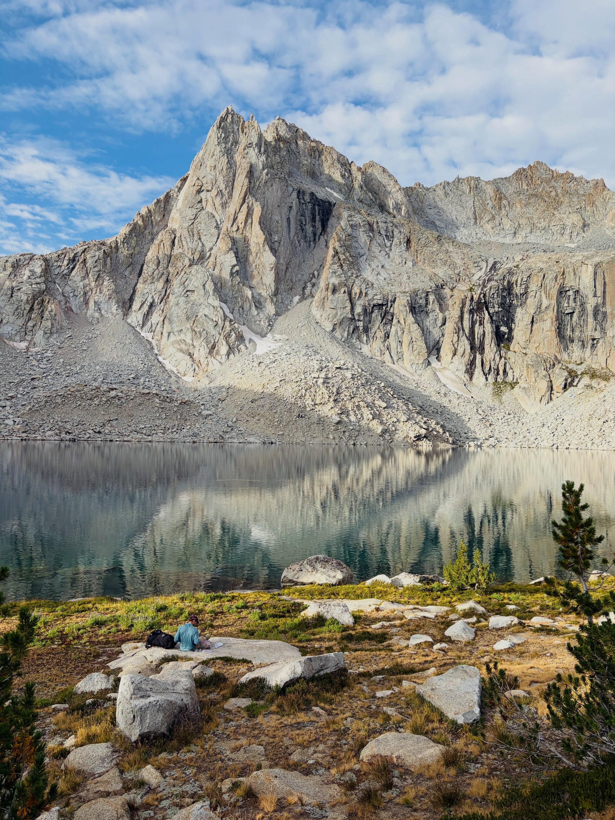 Sierra trip day 6. We took a slow morning at Hungry Packer Lake and then we were on our way. Our many days of off-trail solitude came to an end, and we were welcomed back to civilization by tens of backpackers around Blue Lake. We were both ready for