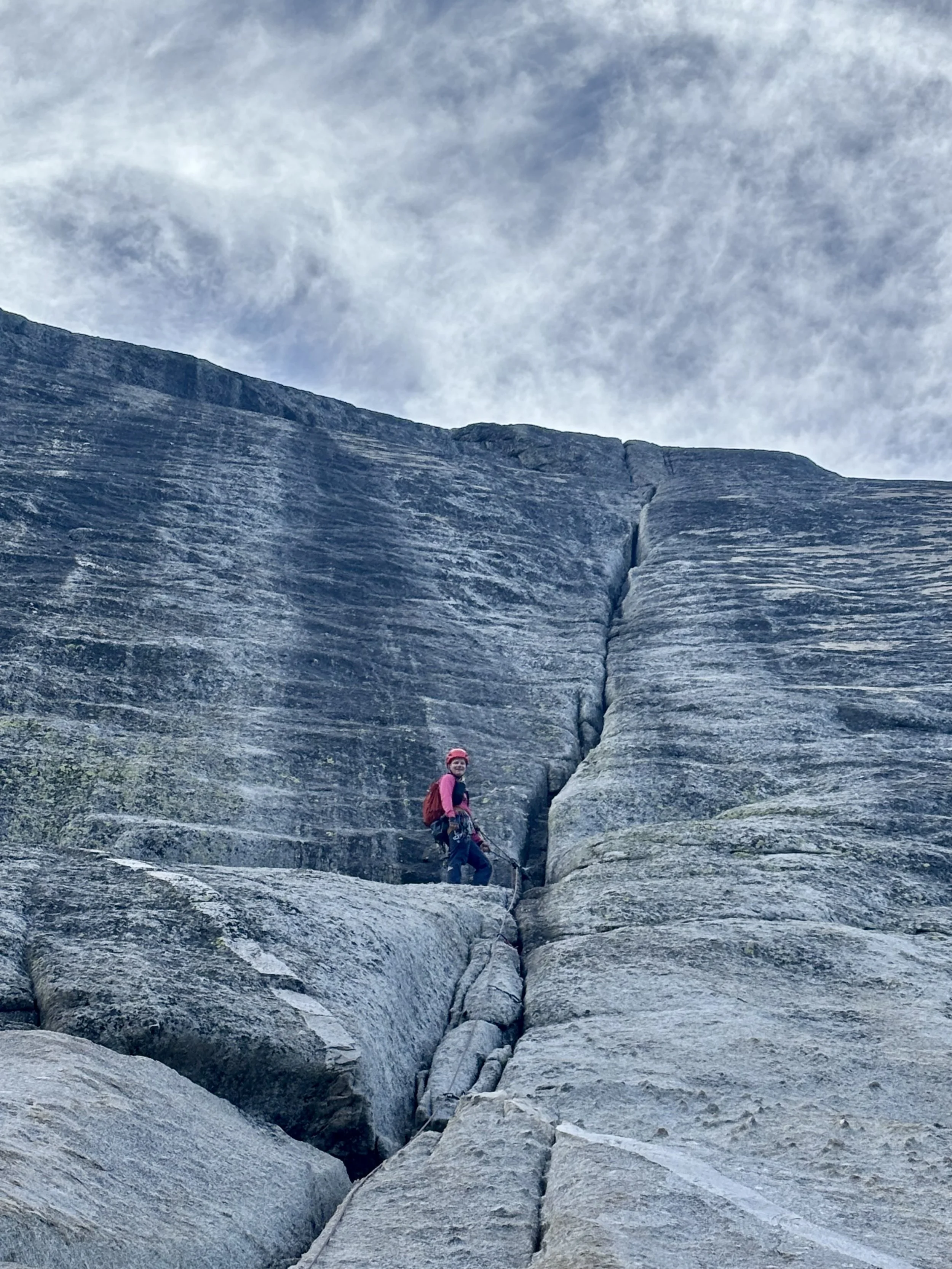 Multi-pitch Climbing Holdless Horror (5.6), Dozier Dome, Tuolumne Meadows, Yosemite National Park, California