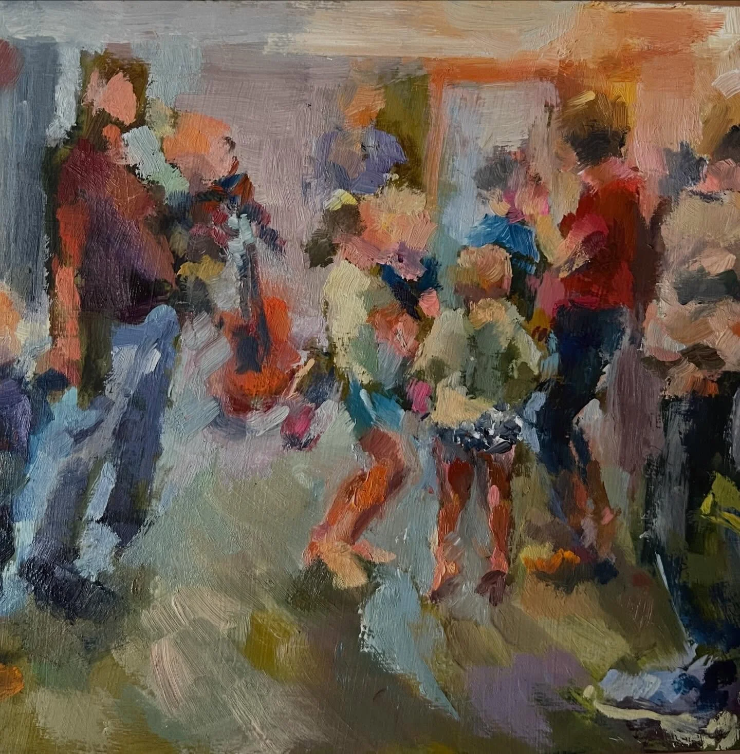 Day 35 #kingstonsquarefootshow 
Moving steadily along &amp; almost near the finish line ready to go up on the walls of the Tett for the &rdquo;For the Love of Minis&rdquo; show. &ldquo;Dance Party&rdquo; oil 6x6 &amp; &ldquo;Hanging Out&rdquo; oil 4x