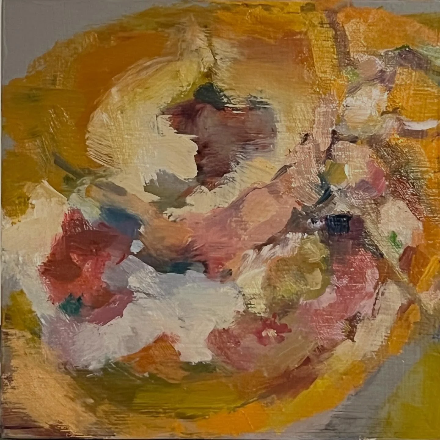 Day 29 #StradaEasel
Still working in that delicious space between abstraction &amp; realism with this piece.  More to do tomorrow. &ldquo;Tea for You&rdquo; oil on cradle board 4x4. Look for this one at the show &ldquo;For the Love of Minis&rdquo; ar