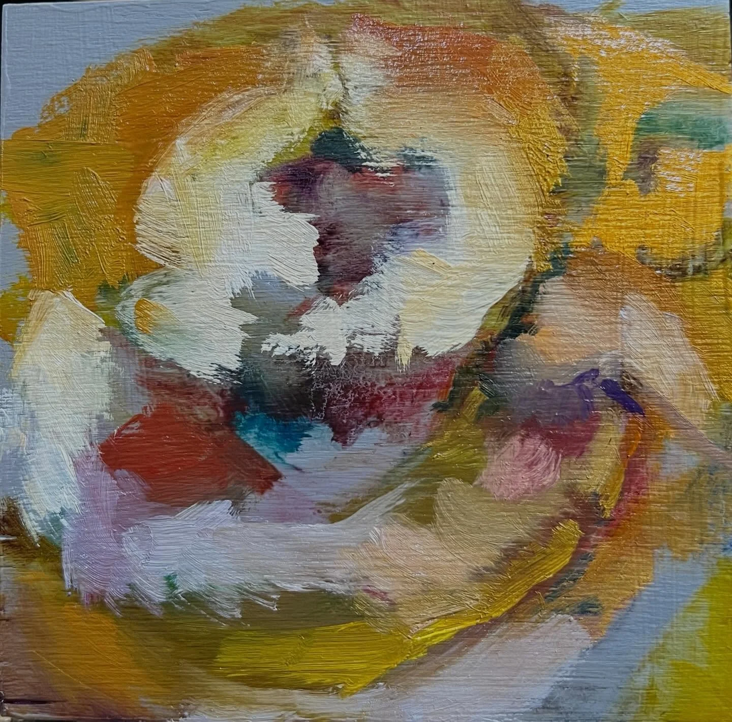 Day 27 #StradaEasel
Worked on the 4x4 from yesterday. A full day&rsquo;s activities &amp; energies depleted shortened the work time. Now teetering on the edge between abstraction &amp; realism. Let&rsquo;s see what happens tomorrow. #abstractart #obs
