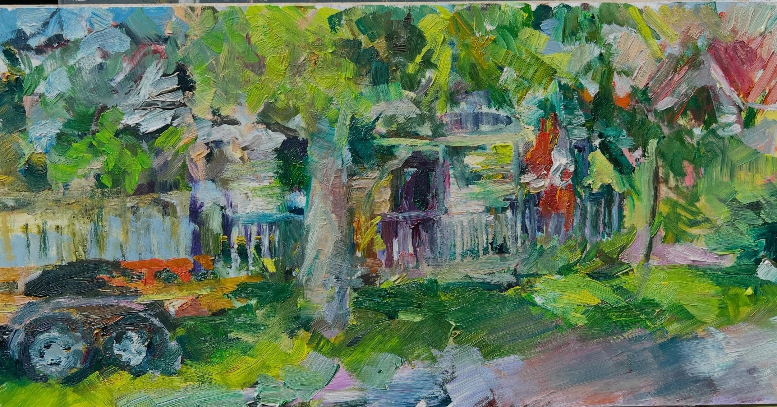 Finished: &ldquo;Leander&amp; Eliza&rdquo; oil on panel 6x12. Sunny day, so I got to finish. Showing at the Wolfe Island Gallery on July 9 as part of &ldquo;Life on the Island&rdquo;. Come for a workshop, &amp; stay for an open reception &amp; artist