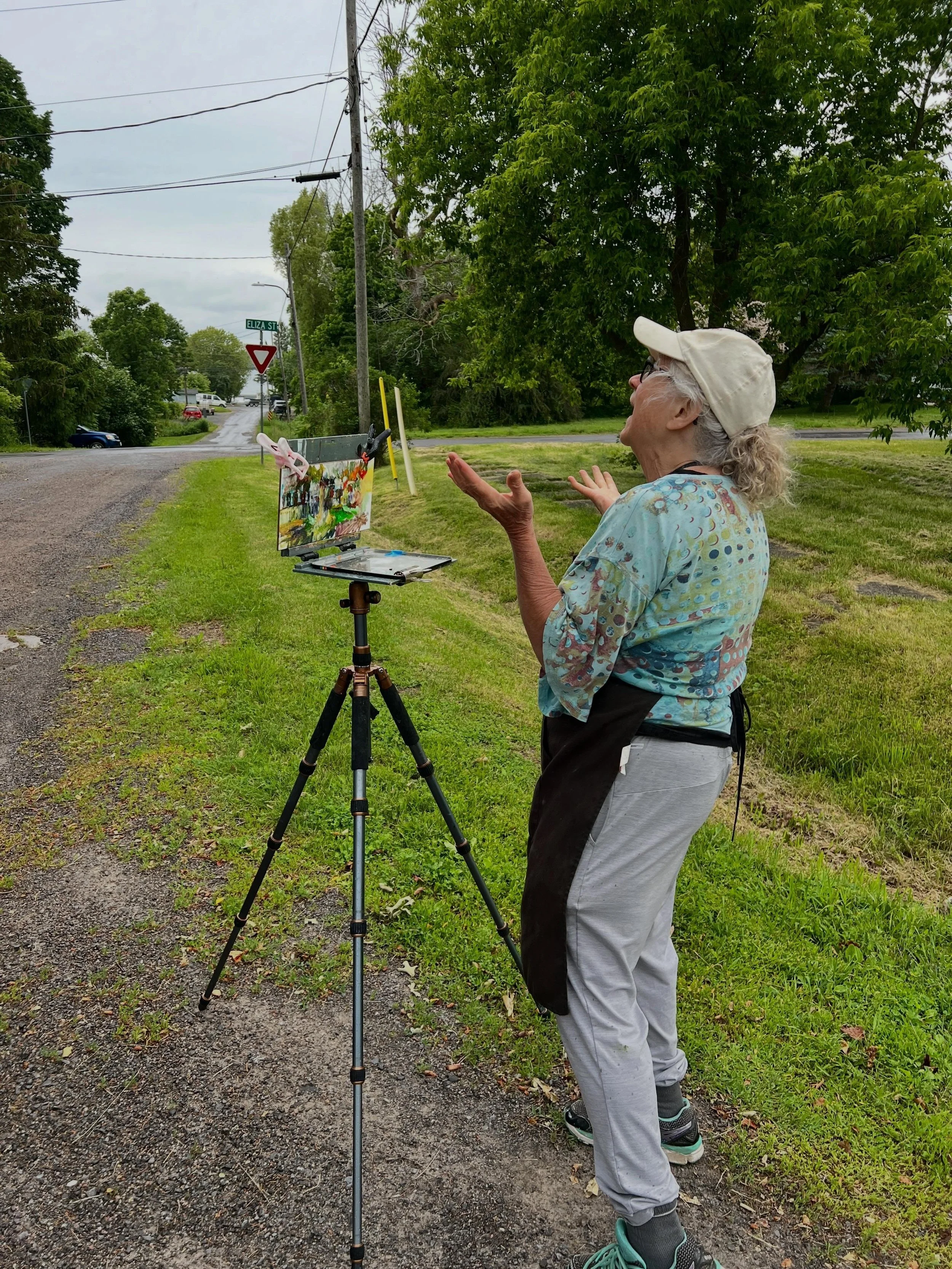 Oh my! Raining finally washed us out yesterday. Working en plein air to get ready for a mini show at the Wolfe Island Gallery as part of a painting workshop starting Thursday July 9 to 11. Contact the WIG at www.wolfeislandgallery.com for details. #w
