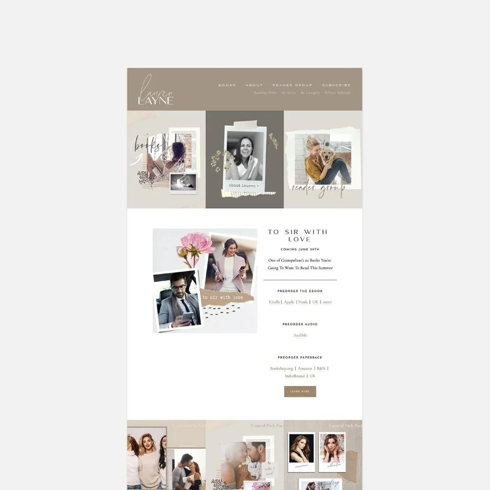 Squarespace DIY Template Showcase: New York Best Selling Author, Lauren  Layne — The Coast Kit