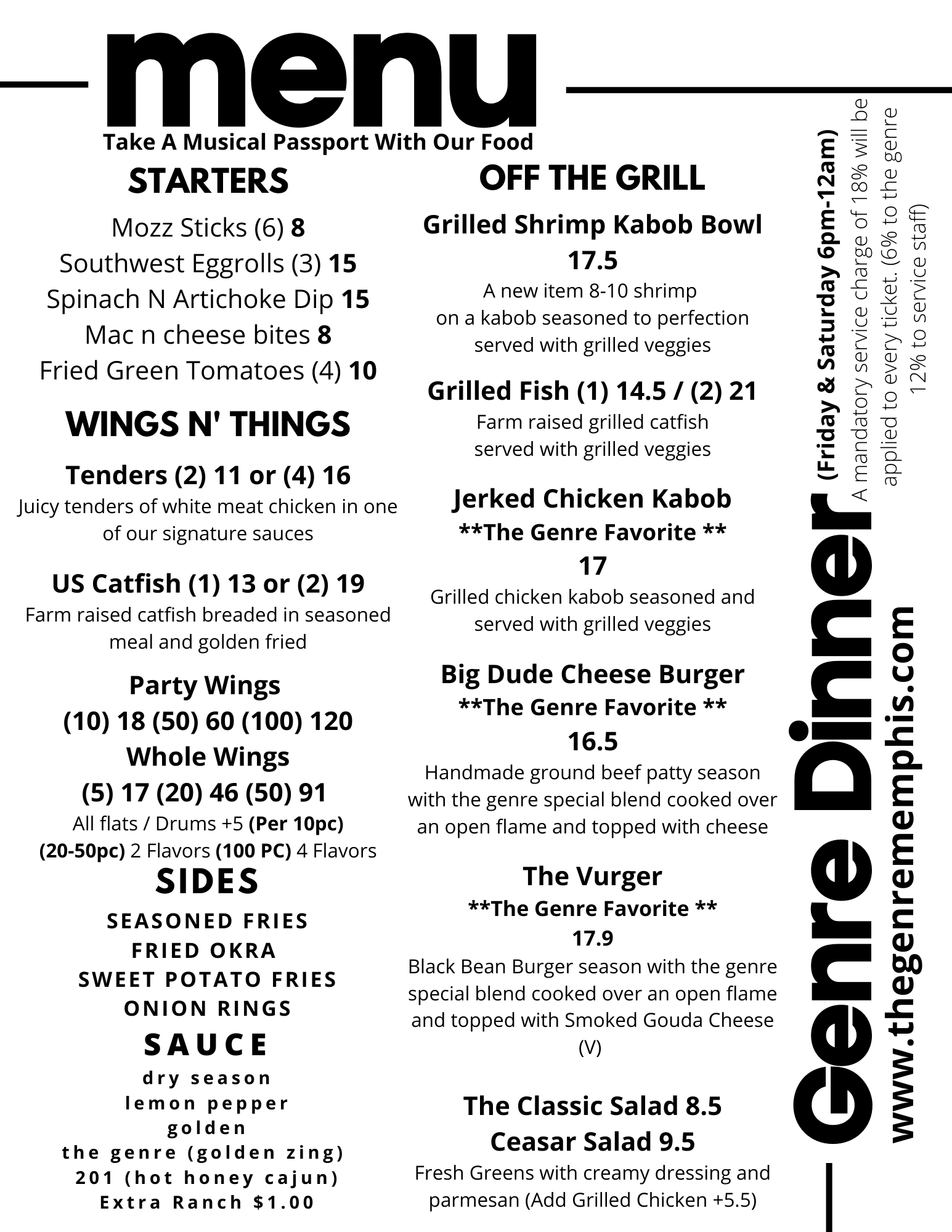 Menu — The Genre Memphis