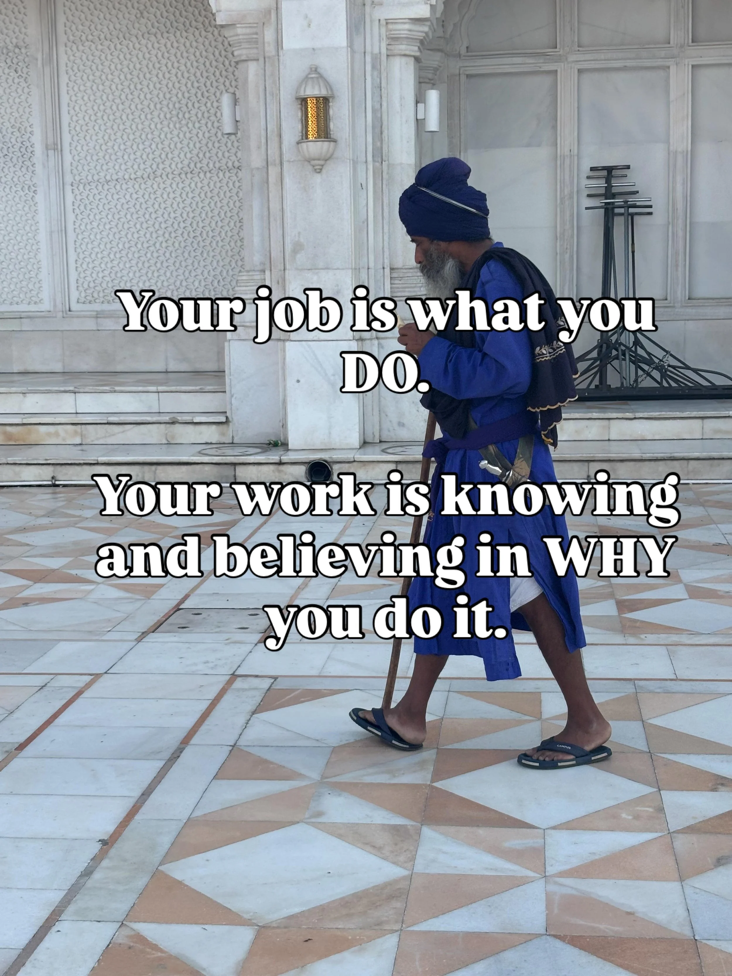 Your job is what you DO. 

Your work is knowing and believing in WHY you do it. 

If you&rsquo;re struggling to reconcile the two, inquire within. It&rsquo;s worth the conversation. 💕💕💕🙏🙏🙏

#therapy 
#identity 
#values 
#career
#purpose