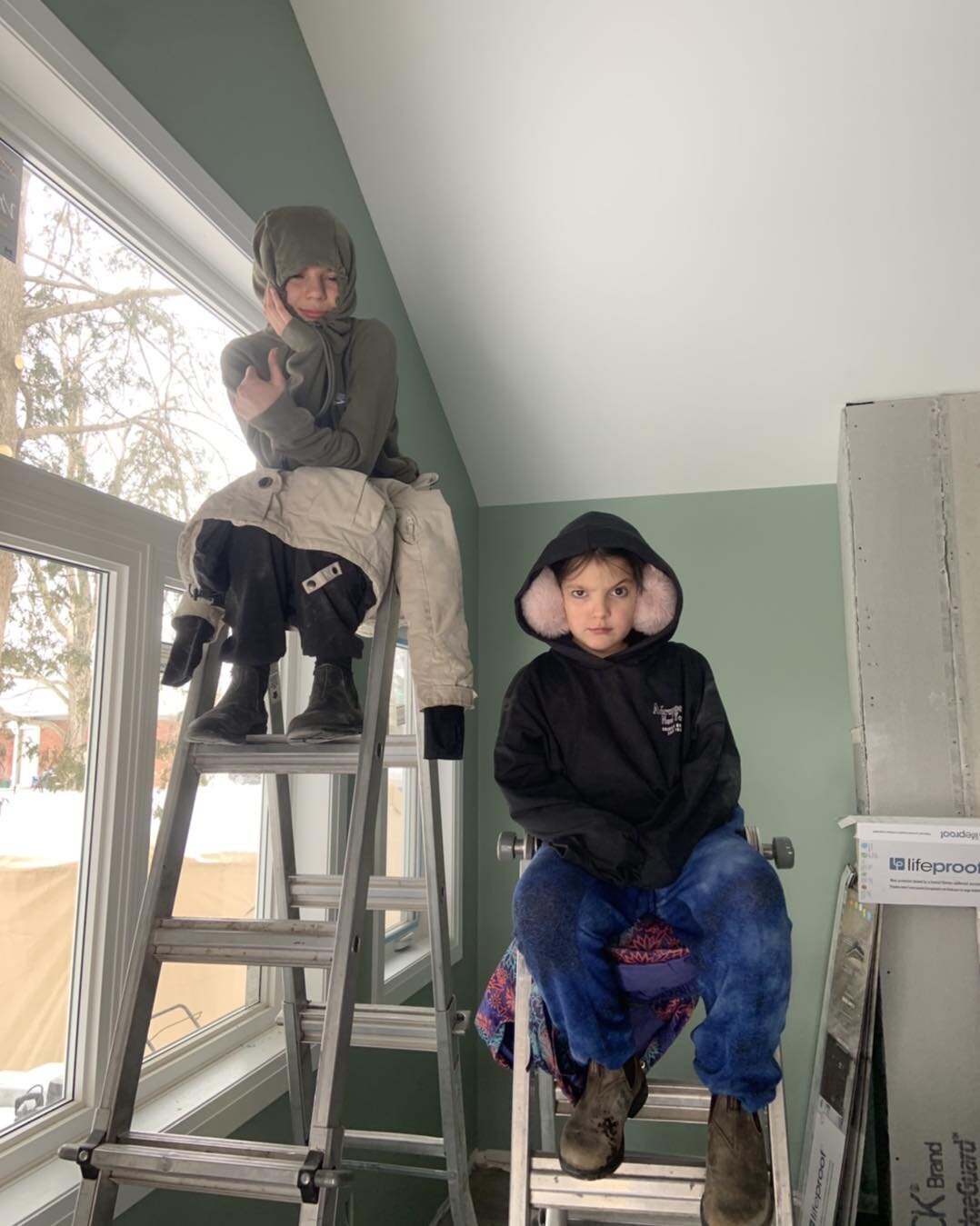 Another snow day equals another day on the jobsite.  Today they witnesses an exterior door install, vinyl floor glue install, vinyl floor install, floor covering install, clean up and prepping the jobsite.
They participated in being our personal pean