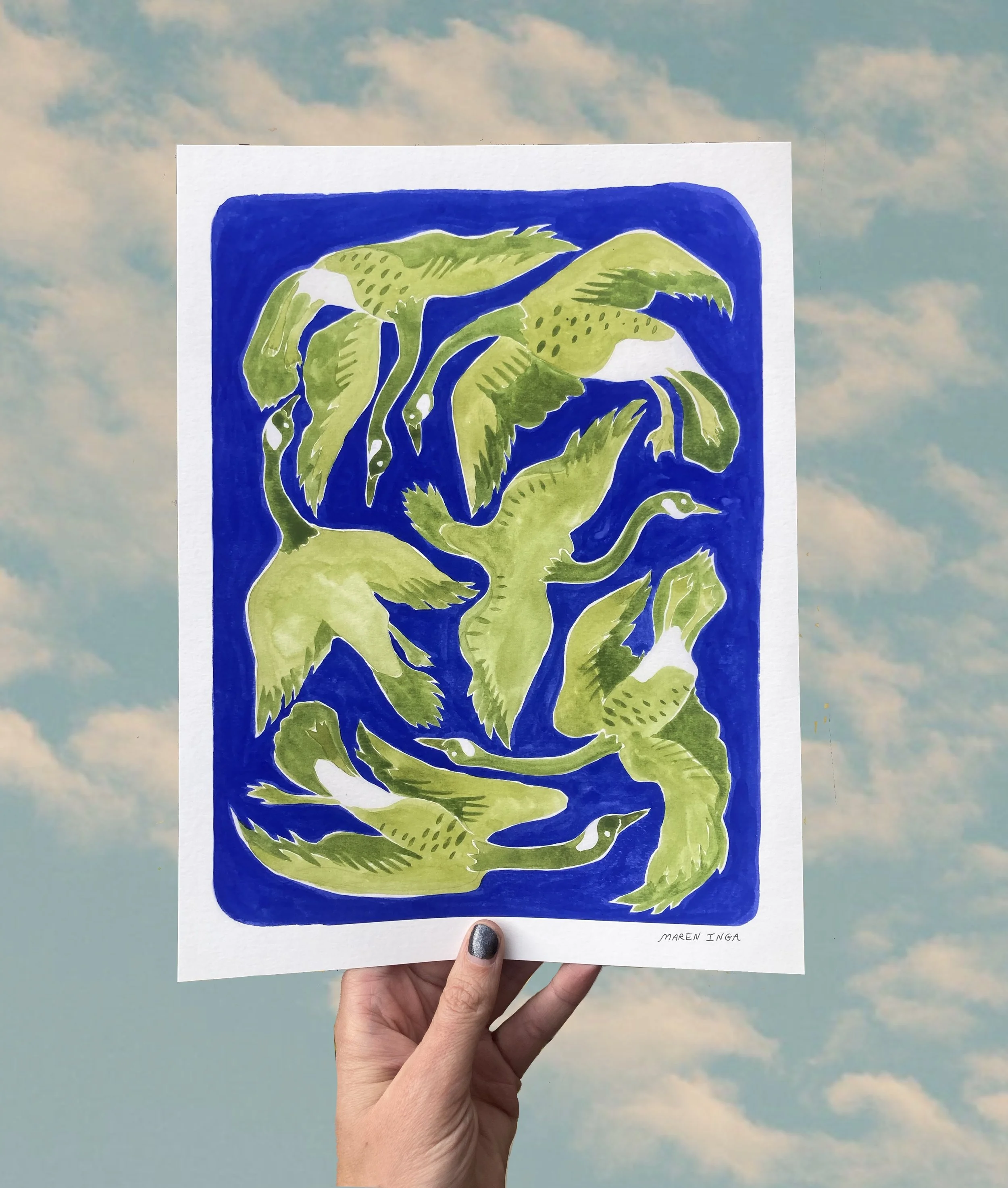 Six Geese, print