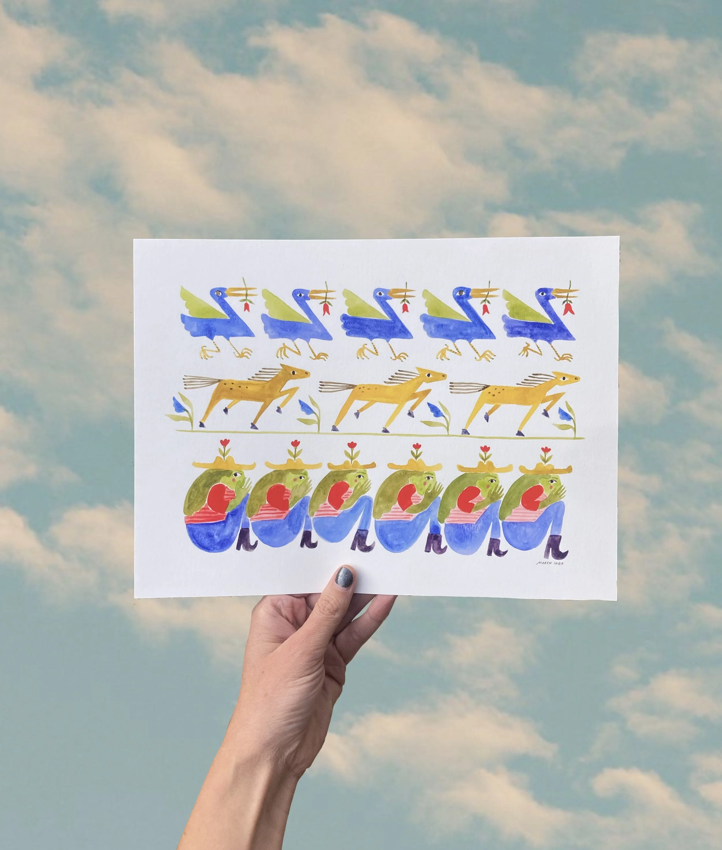 Fast Horses and Blue Birds, Print