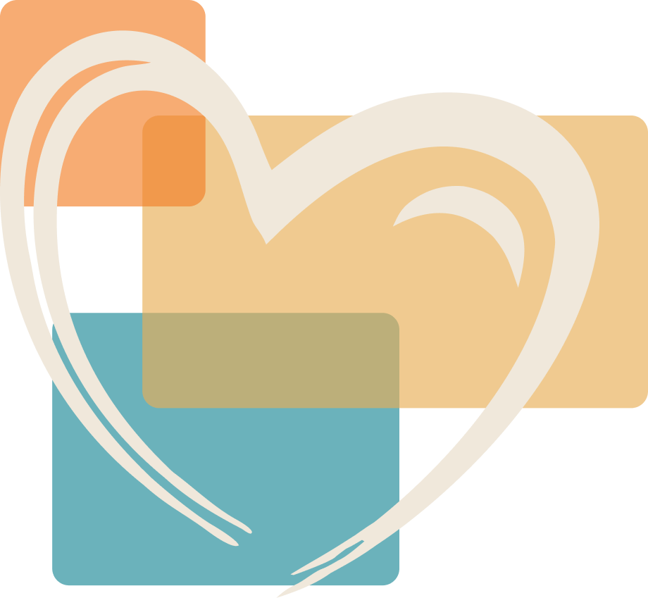 Heart outline amongst colored blocks