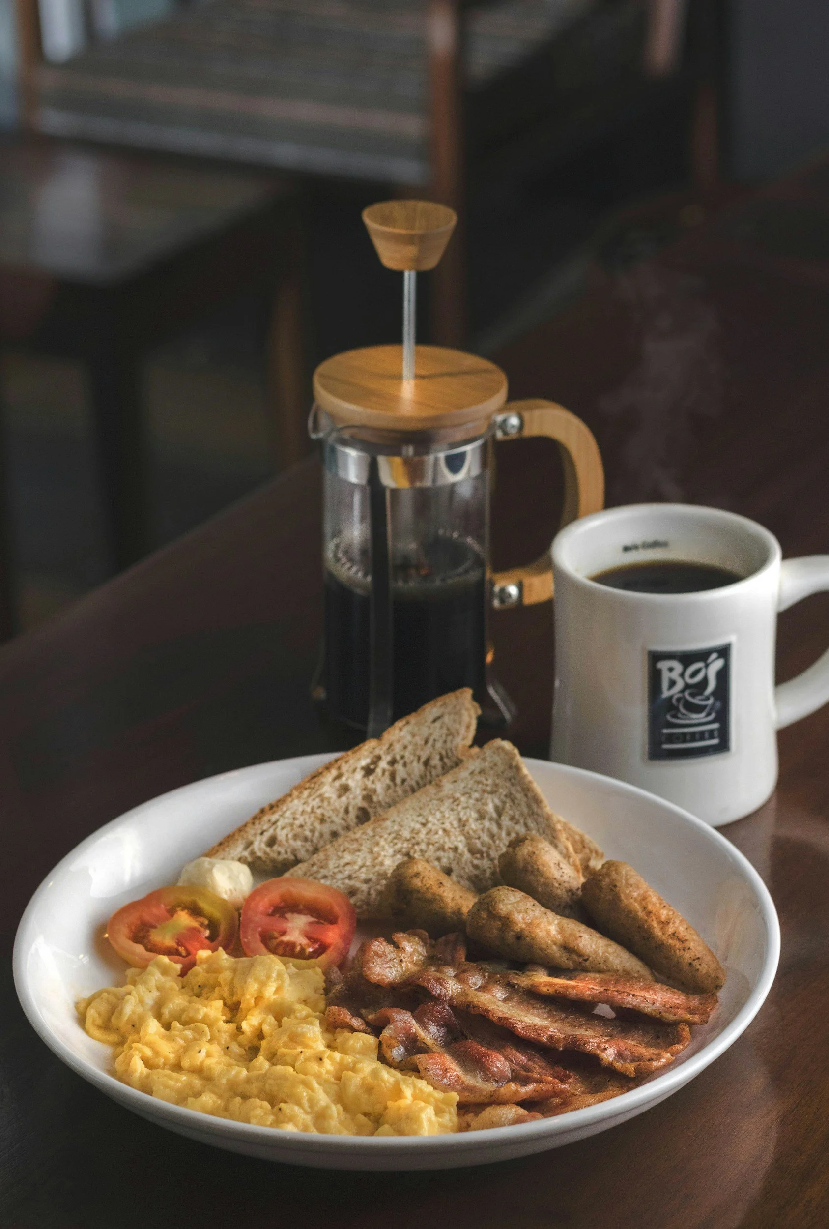 big healthy breakfast with coffee