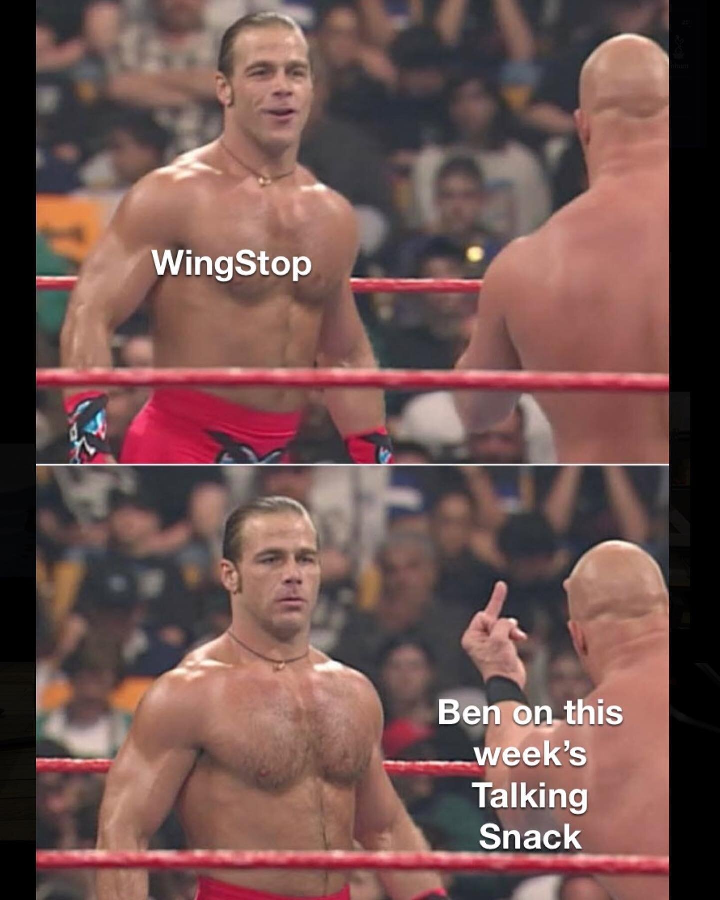 Can we get a hell yeah? Ben goes OFF on WingStop this week on Talkin Snack. You don&rsquo;t want to miss it or we might drop you on the stack o dimes you call a neck! What?
.
.
.
.
.
.
.
#podcast #comedy #food #snacks #stonecold #wwe #wwf #tedlasso #