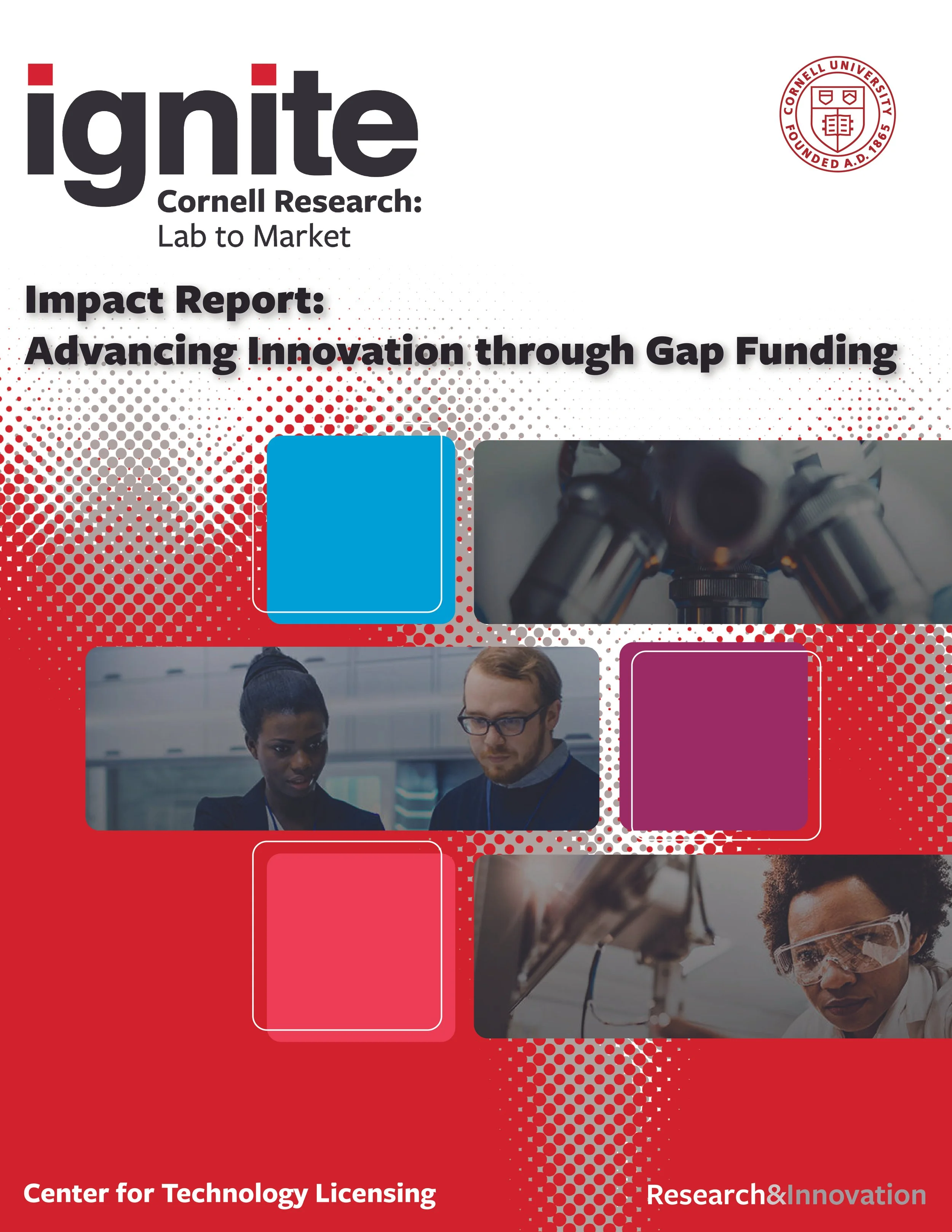 Image of the Ingite Report's Cover featuring people working in labs.