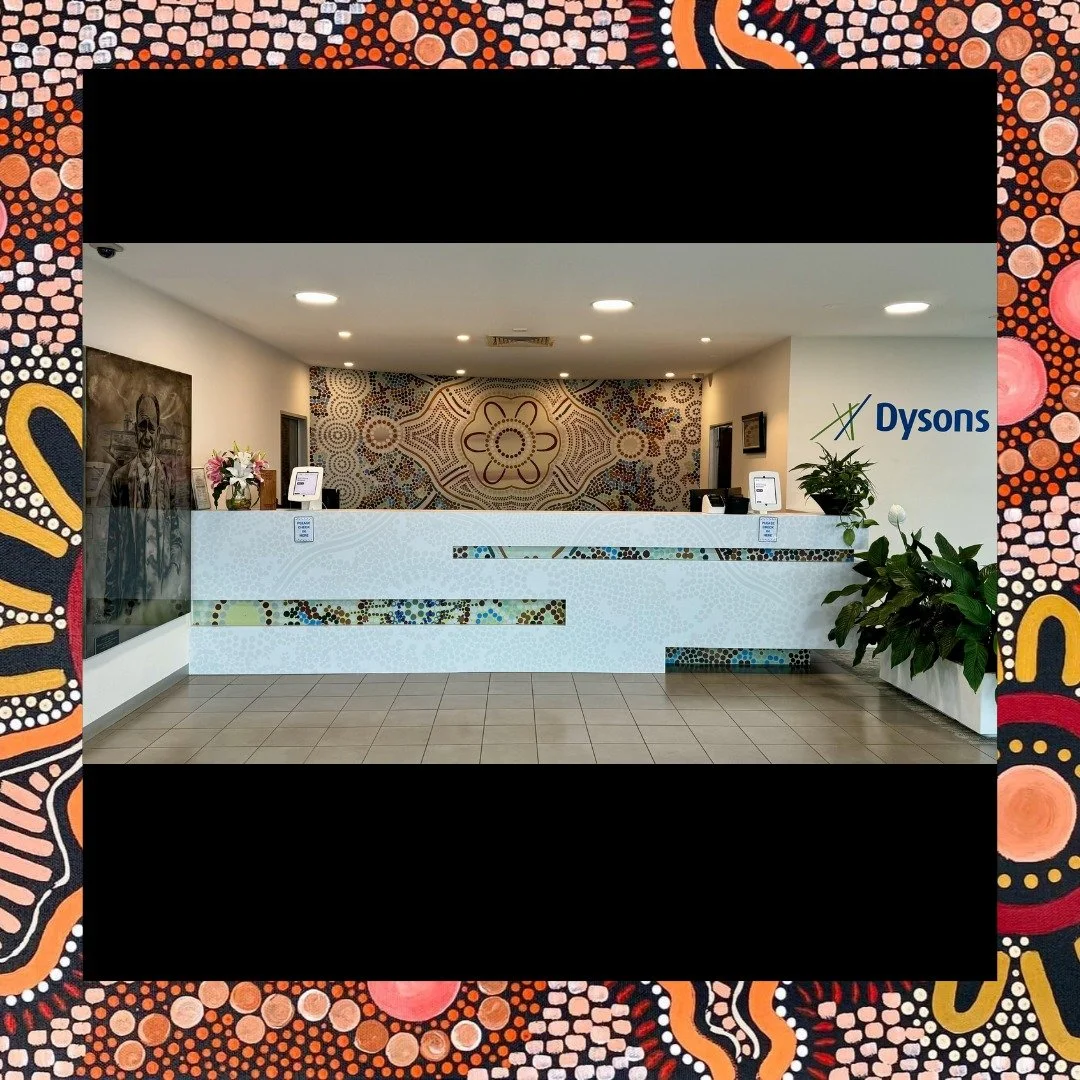 Still catching up on sharing client news from 2025... 😁 

We cannot quite express the range of feelings that come up when our conversations and work come to life in tangible ways. 

This is the main reception desk of our client Dysons. Artwork from 