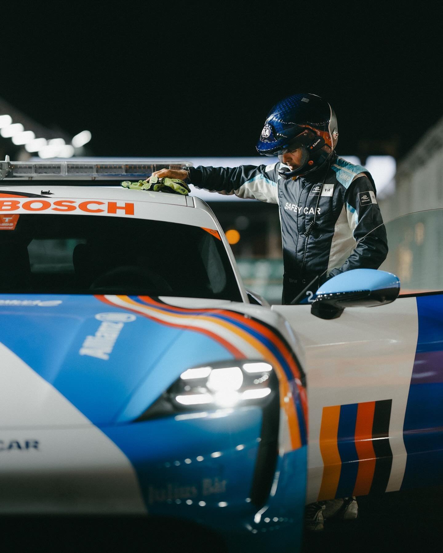 Bruno Correia, Formula E safety car driver and Formula 1 medical car driver.

Shot at the Diriyah e-prix for @spacesuitmedia 

#FormulaE #MotorsportPhotograpy #AutomotivePhotography #Porsche #PorscheTaycan #f1