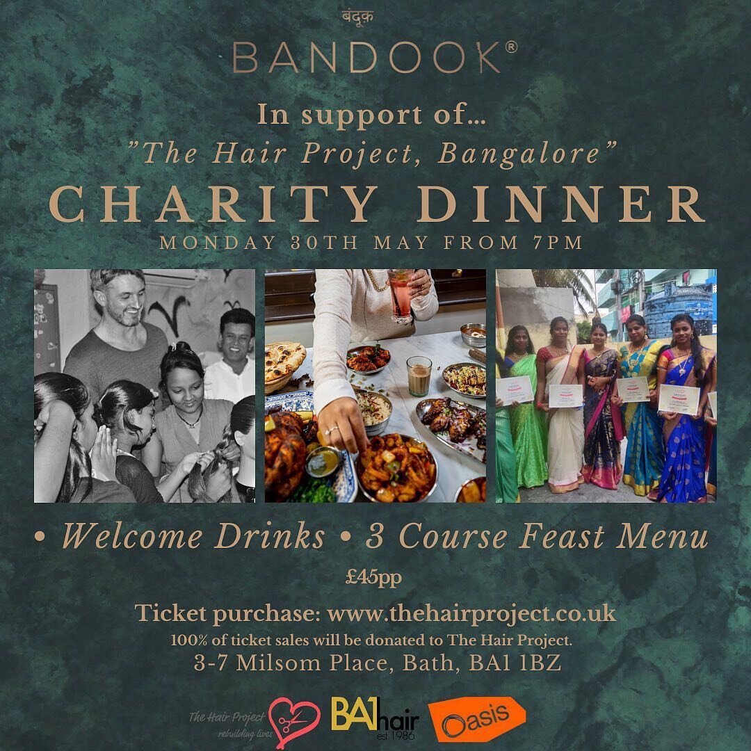 Posted @withregram &bull; @bandookkitchen Hey 👋

We hope you&rsquo;re enjoying your week thus far ☺️

Alongside Zac and the fabulous team from BA1 Hair, are hosting a special charity dinner in support of The Hair Project, Bangalore 🇮🇳

Join us on 