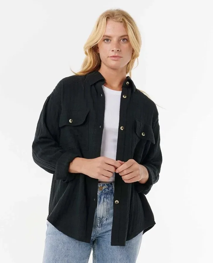 Rip Curl Oceanic Textured Shacket - Black.jpeg