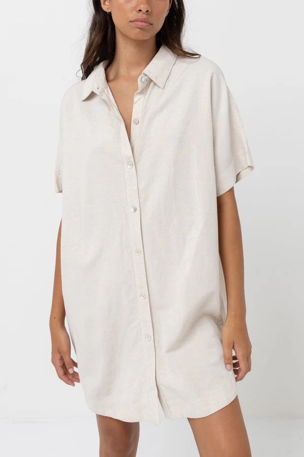Rhythm Classic Shirt Dress - Oat1.jpeg