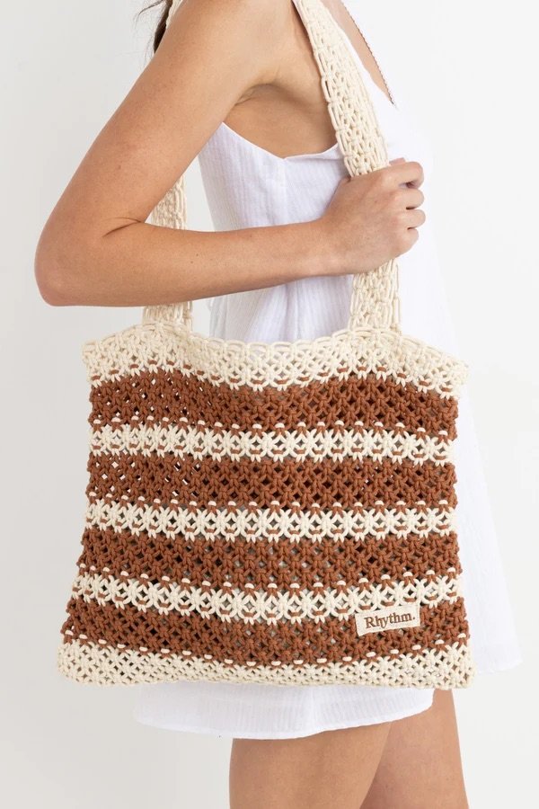 Rhythm Cove Stripe Crochet Tote Bag - Caramel3.jpeg