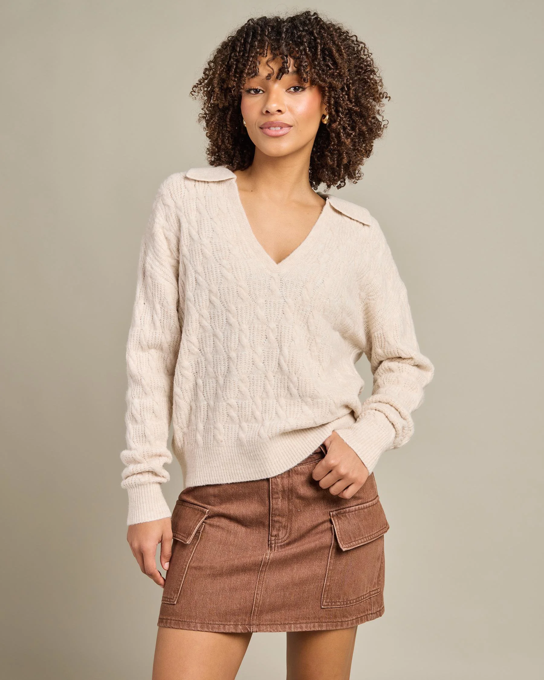 Rhythm Lexie V-Neck Jumper - Natural.jpg
