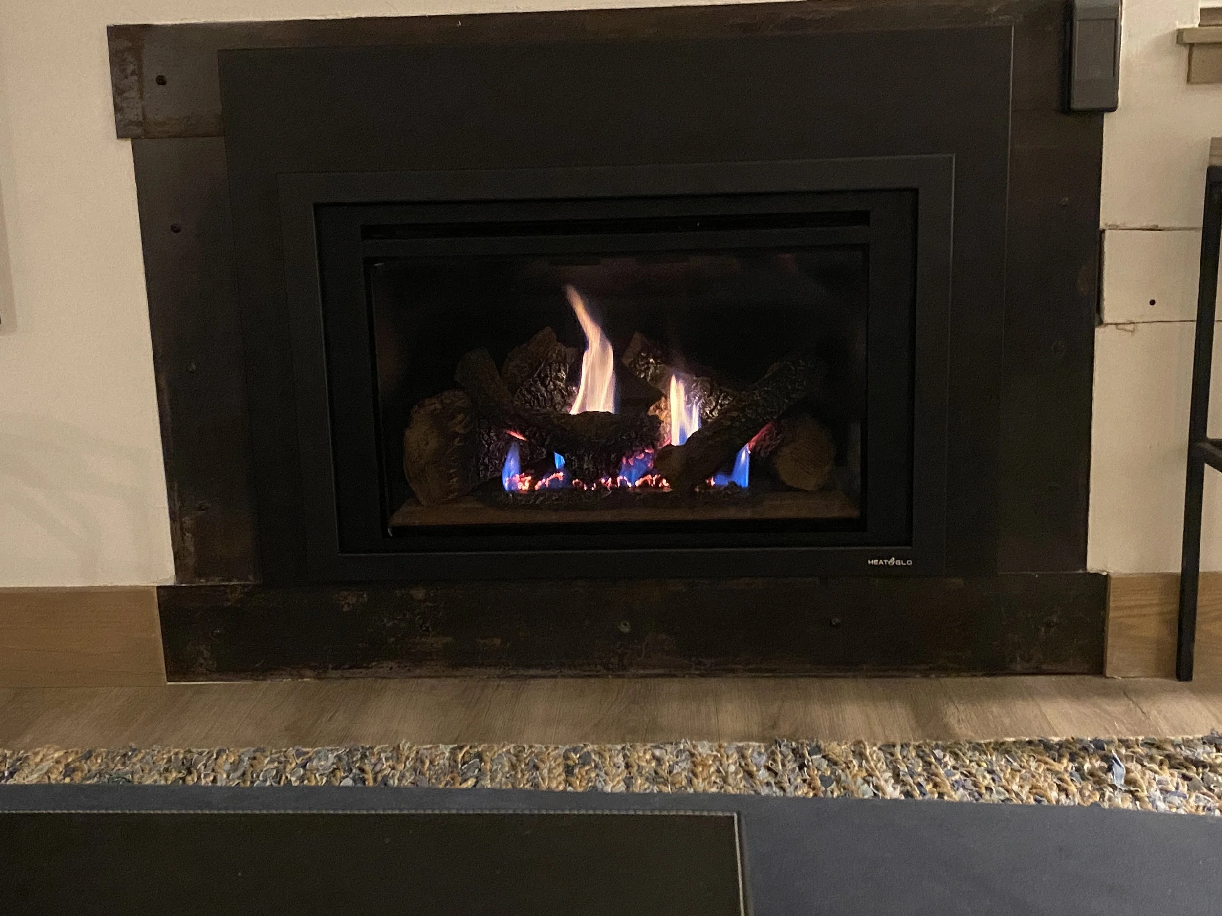 Gas fireplace is the perfect addition to cozy up to after a day on the slopes.