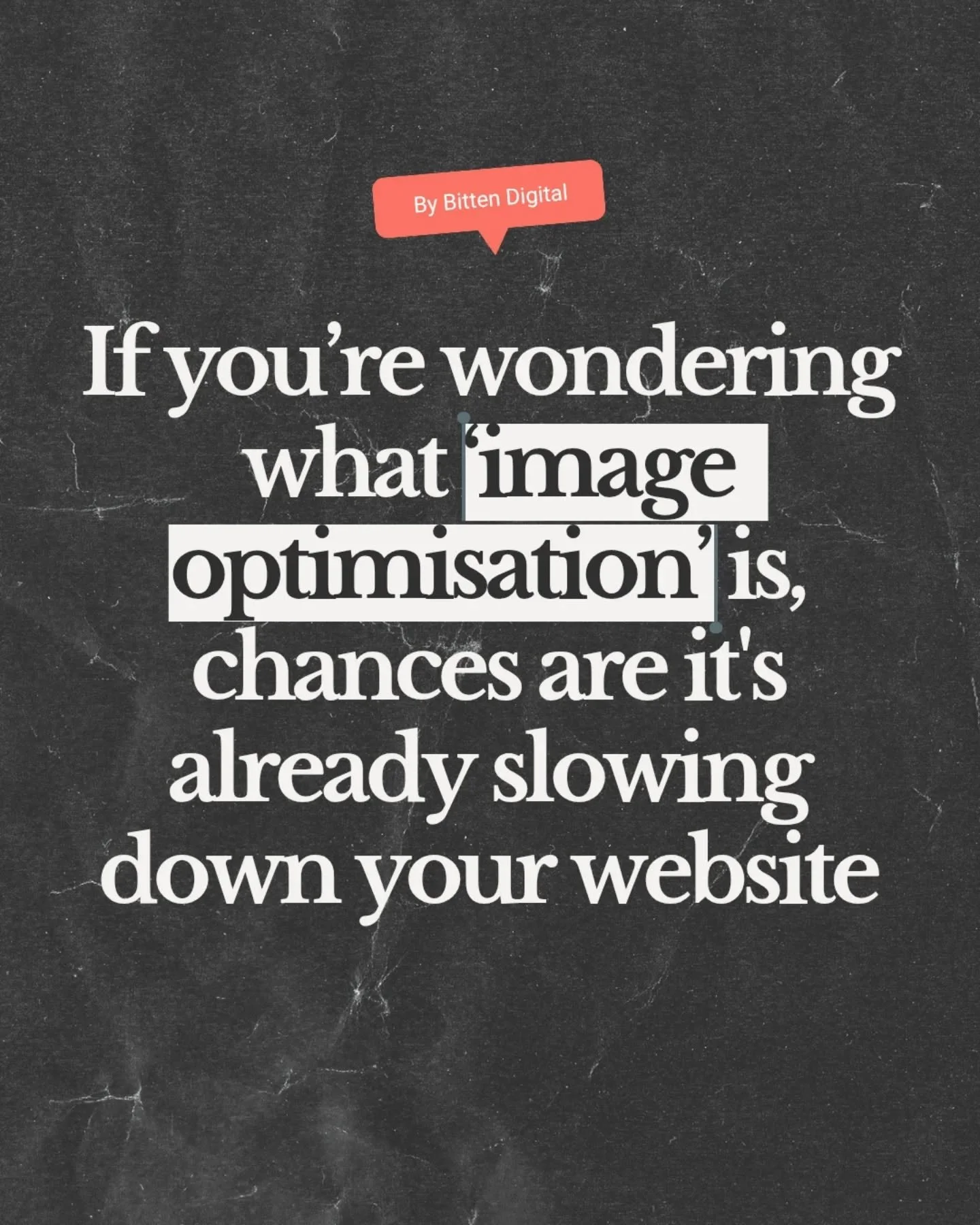 Large images = sloooow website 🐢

Optimising your images means:
🖼️ Making sure they are the right file type 
🖼️ Making sure they're not bigger than they need to be
🖼️ Faster load times, so website visitors don't give up &amp; leave!

It might see