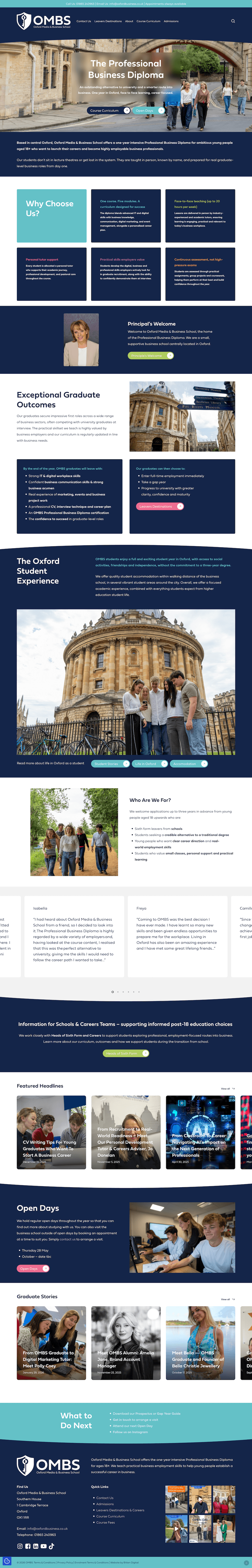Oxford Media and Business School - WordPress Redesign