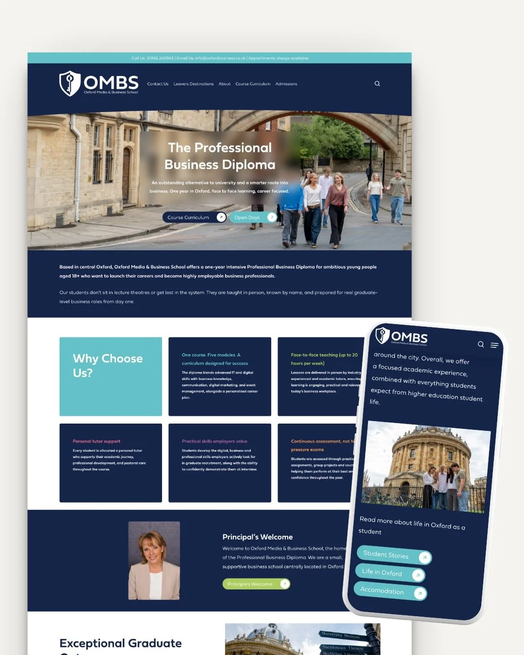 New client website launch 🥂

Oxford Media &amp; Business School wanted to improve the site navigation, overall user interface (UI) and user experience (UX) of their website, as well as bringing in their fresh new photography and updated copy. 

The 