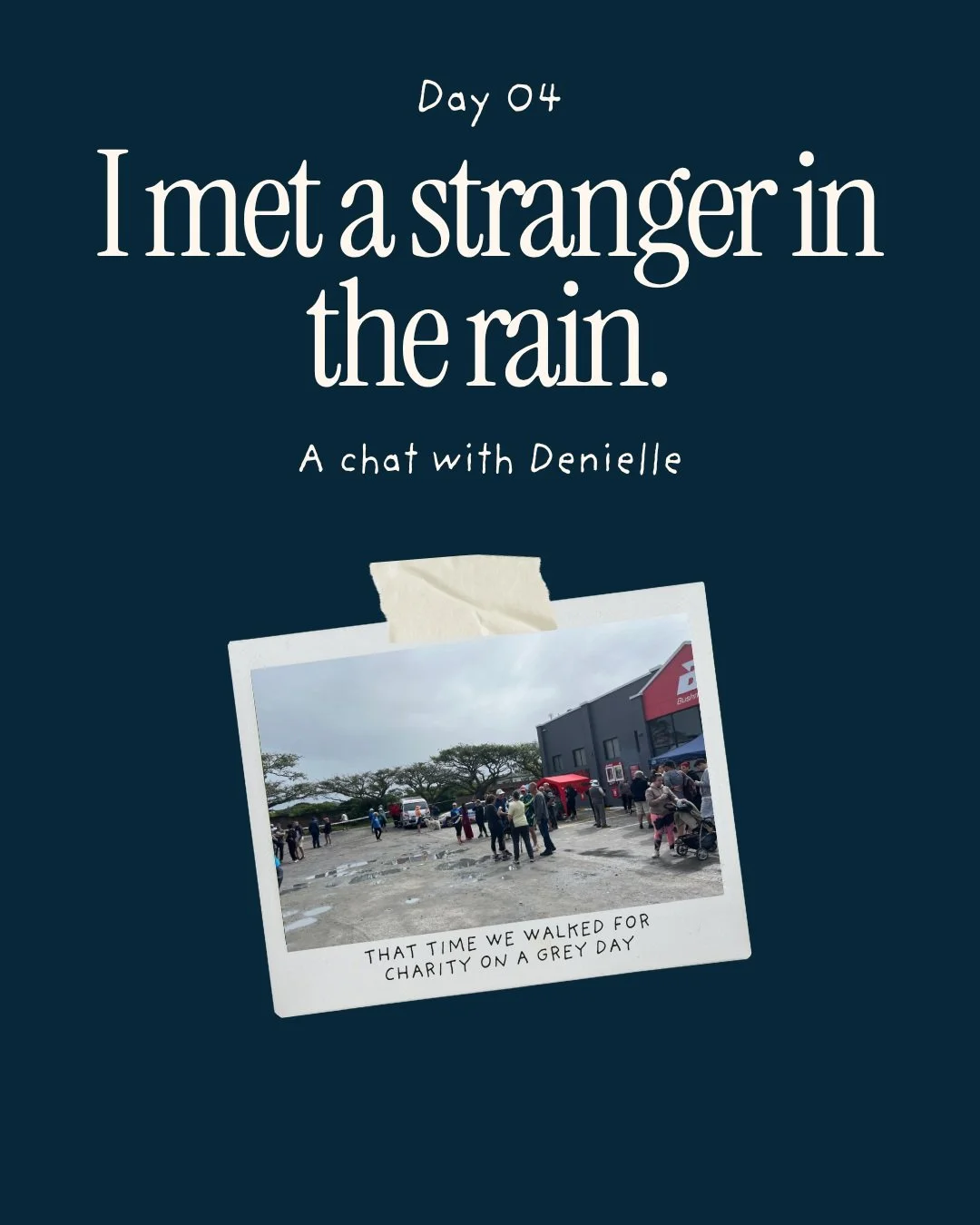 Day 4 of 30 Days of Old School Marketing.

This conversation happened in the rain, at a charity fun run, with someone I'd known for about eleven minutes.

Her name is Denielle. She's a friend of a friend, in town for a couple of days to run a worksho